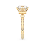 Elongated Round Cut 3.0 Carat Moissanite Ring – Hidden Halo & Pave Setting in Gold