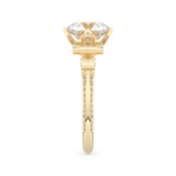 Elongated Round Cut 3.0 Carat Moissanite Ring – Hidden Halo & Pave Setting in Gold