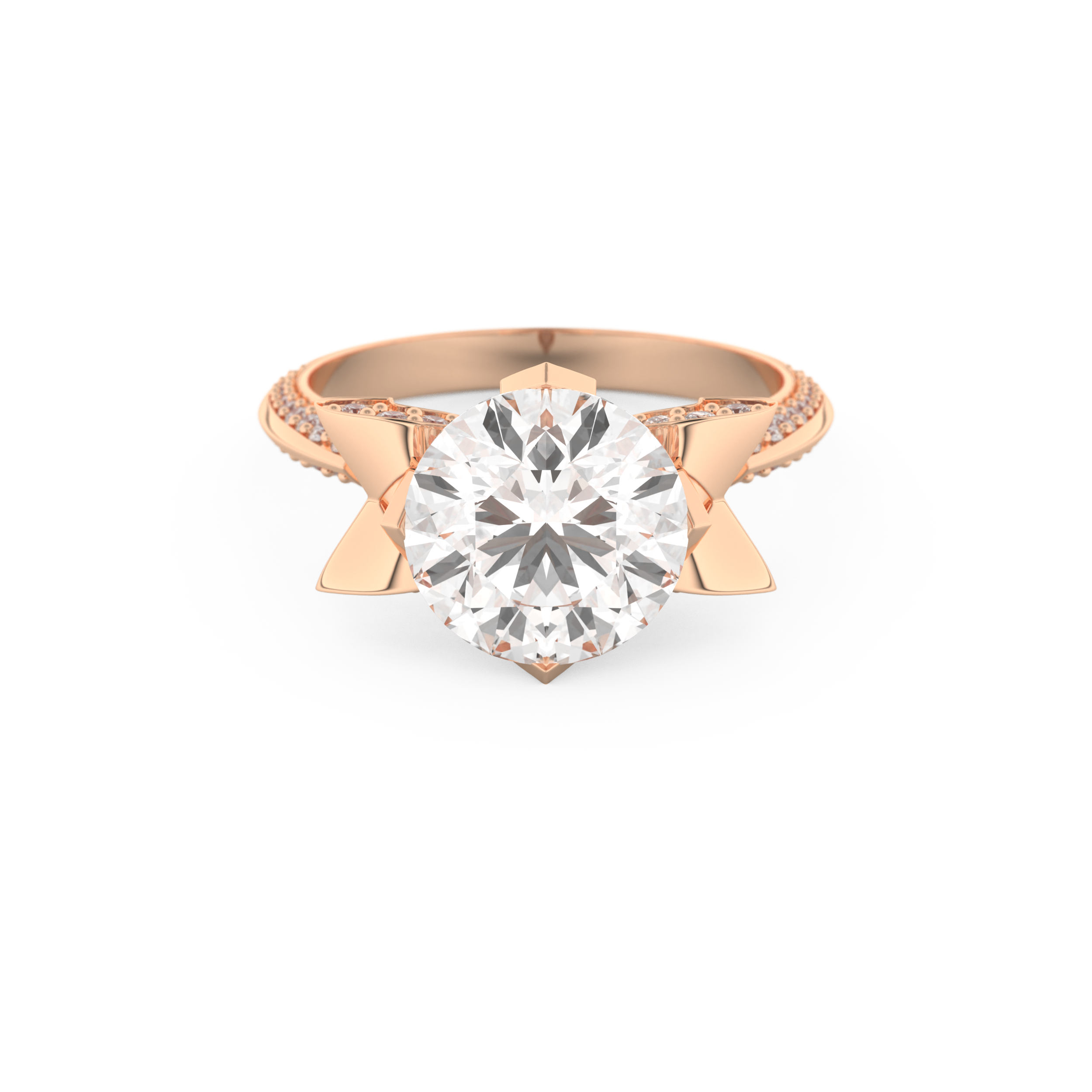 Elongated Round Cut 3.0 Carat Moissanite Ring – Hidden Halo & Pave Setting in Gold