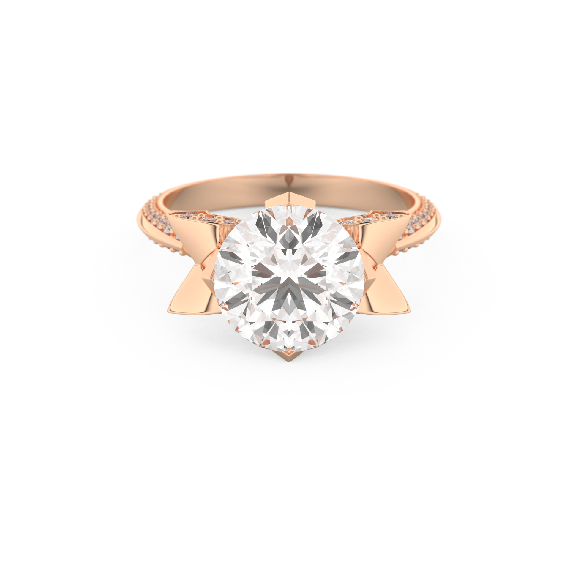 Elongated Round Cut 3.0 Carat Moissanite Ring – Hidden Halo & Pave Setting in Gold
