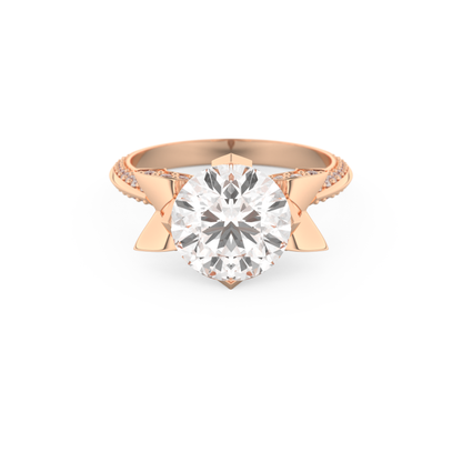 Elongated Round Cut 3.0 Carat Moissanite Ring – Hidden Halo & Pave Setting in Gold