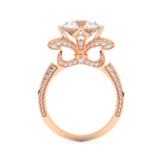 Elongated Round Cut 3.0 Carat Moissanite Ring – Hidden Halo & Pave Setting in Gold