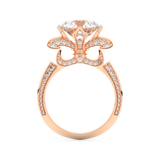 Elongated Round Cut 3.0 Carat Moissanite Ring – Hidden Halo & Pave Setting in Gold