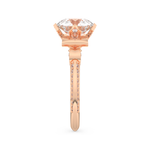 Elongated Round Cut 3.0 Carat Moissanite Ring – Hidden Halo & Pave Setting in Gold