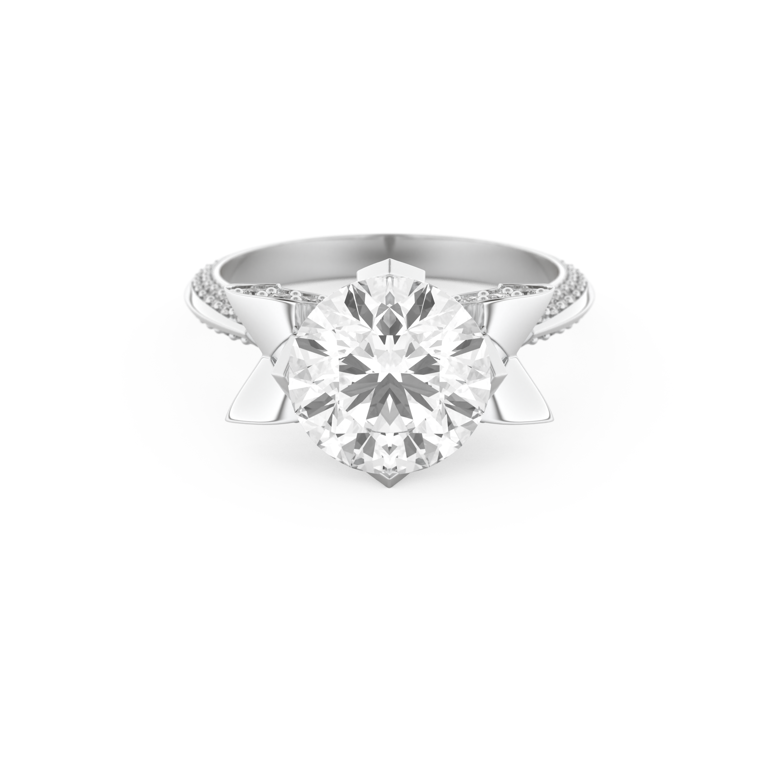 Elongated Round Cut 3.0 Carat Moissanite Ring – Hidden Halo & Pave Setting in Gold