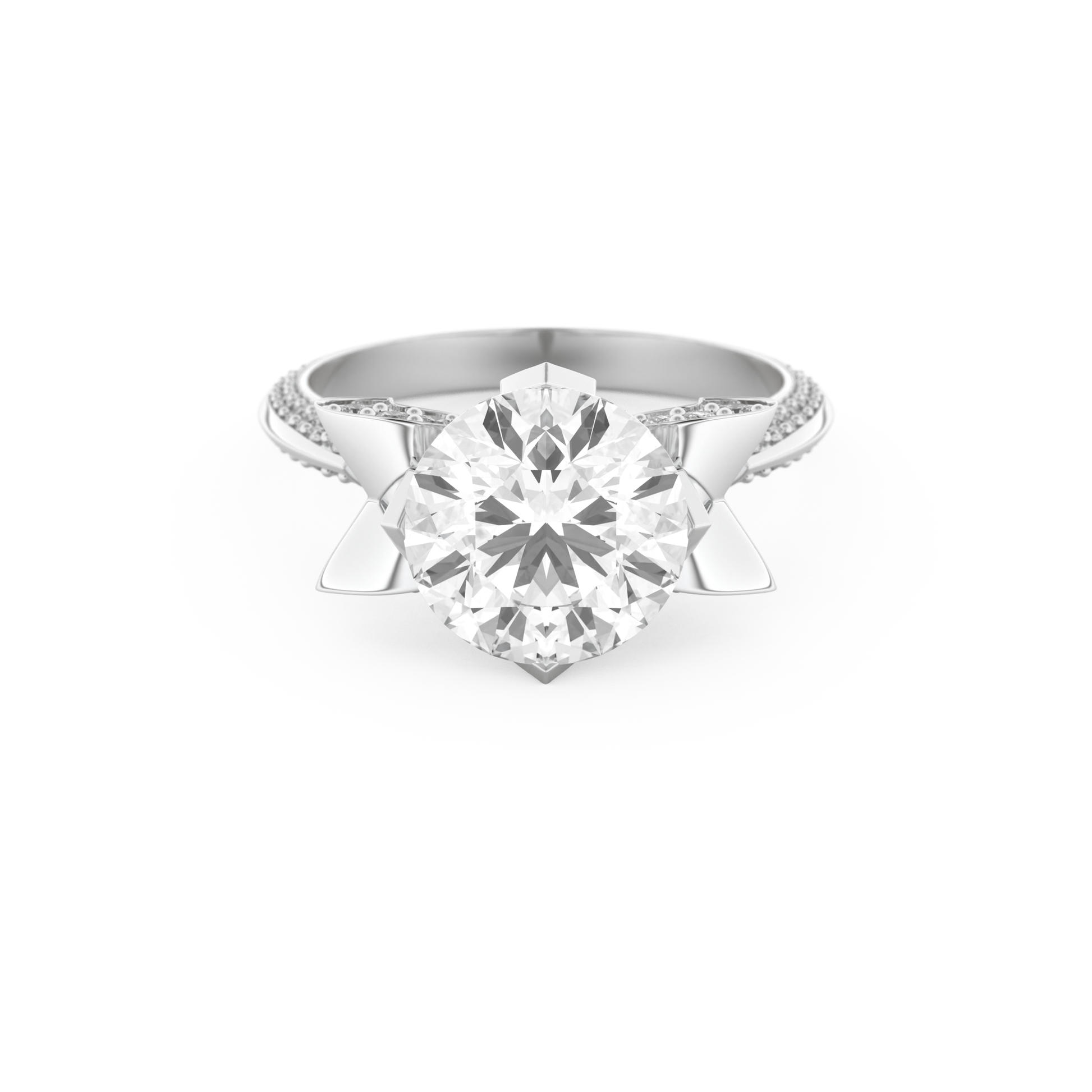 Elongated Round Cut 3.0 Carat Moissanite Ring – Hidden Halo & Pave Setting in Gold