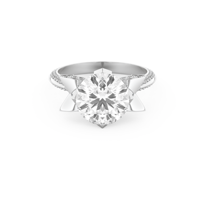 Elongated Round Cut 3.0 Carat Moissanite Ring – Hidden Halo & Pave Setting in Gold