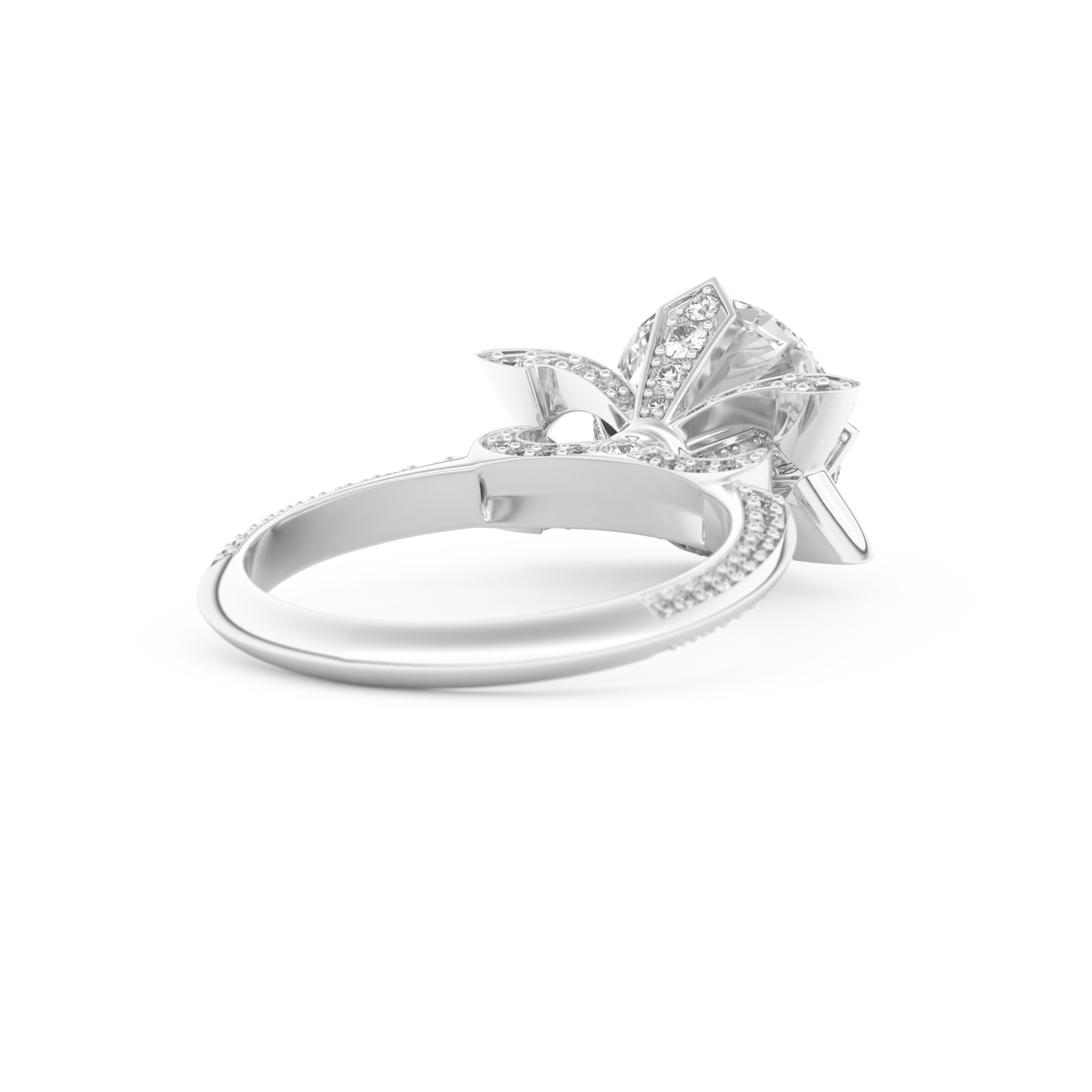 Elongated Round Cut 3.0 Carat Moissanite Ring – Hidden Halo & Pave Setting in Gold