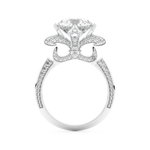 Elongated Round Cut 3.0 Carat Moissanite Ring – Hidden Halo & Pave Setting in Gold