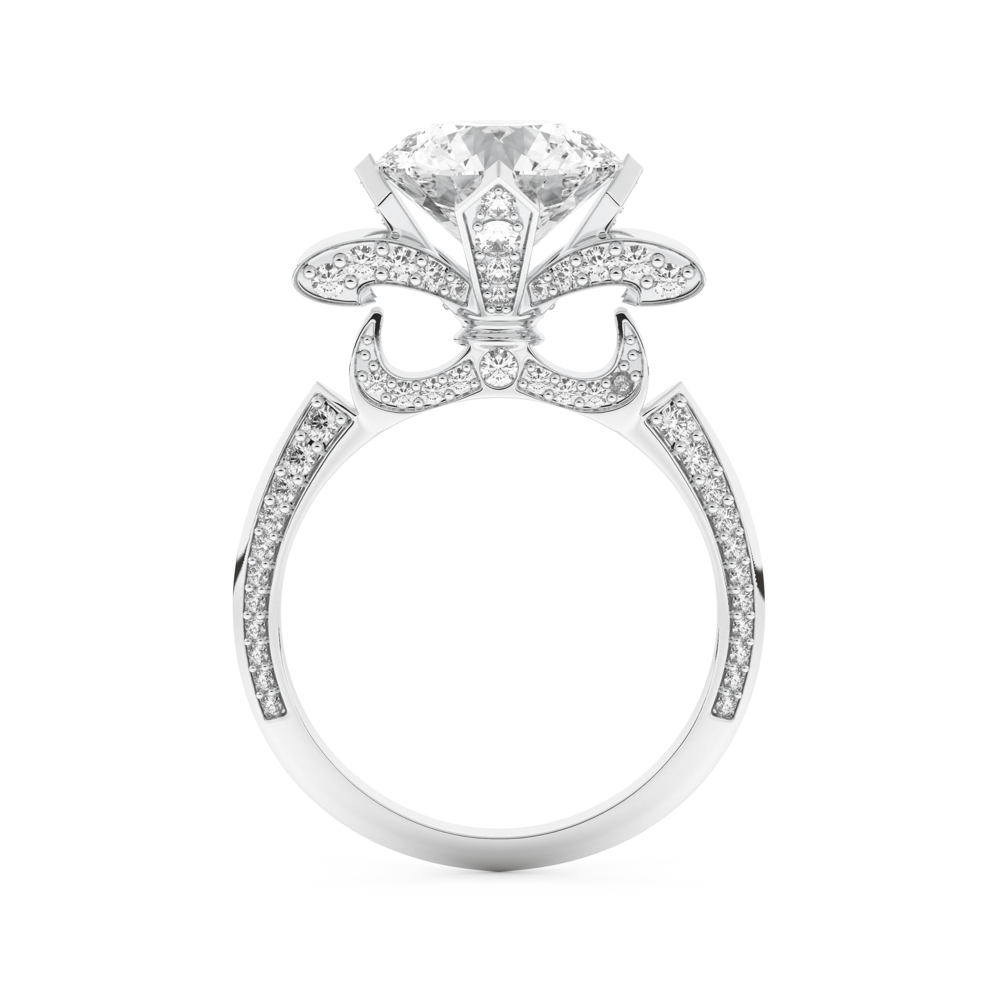 Elongated Round Cut 3.0 Carat Moissanite Ring – Hidden Halo & Pave Setting in Gold