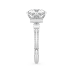 Elongated Round Cut 3.0 Carat Moissanite Ring – Hidden Halo & Pave Setting in Gold