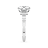 Elongated Round Cut 3.0 Carat Moissanite Ring – Hidden Halo & Pave Setting in Gold