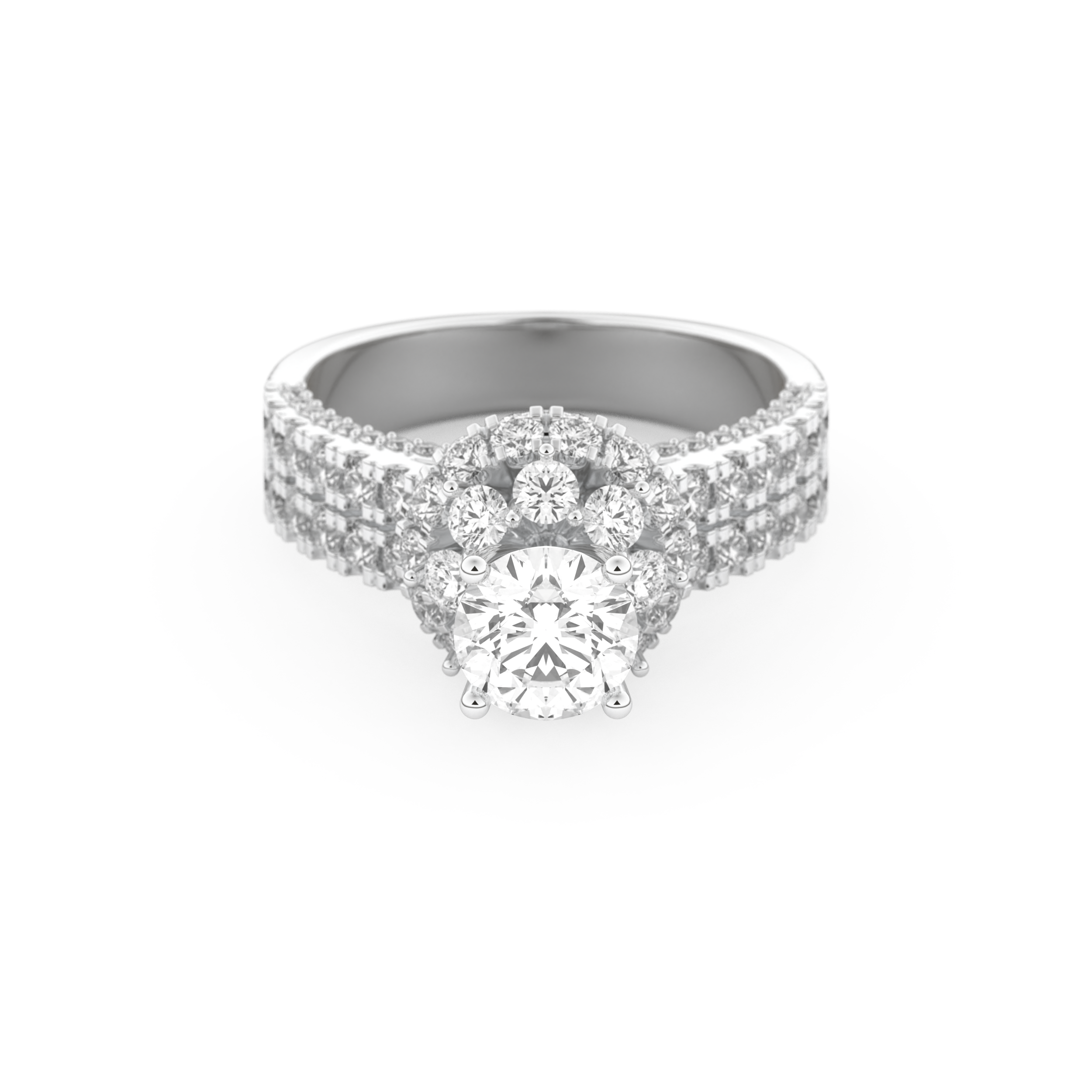 Elongated Round Cut 0.81 Carat Moissanite Ring – Halo & Pave Setting in Gold
