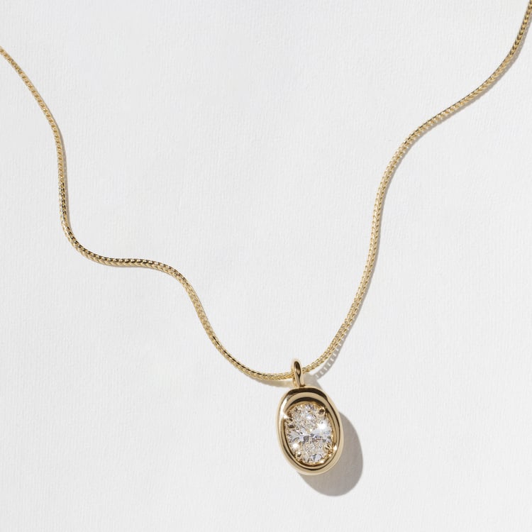1.0 CT Pear Bezel Solitaire Lab Grown Diamond Necklace