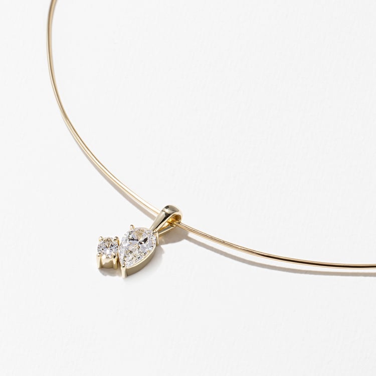 1.0 CT Pear Bezel Solitaire Lab Grown Diamond Necklace