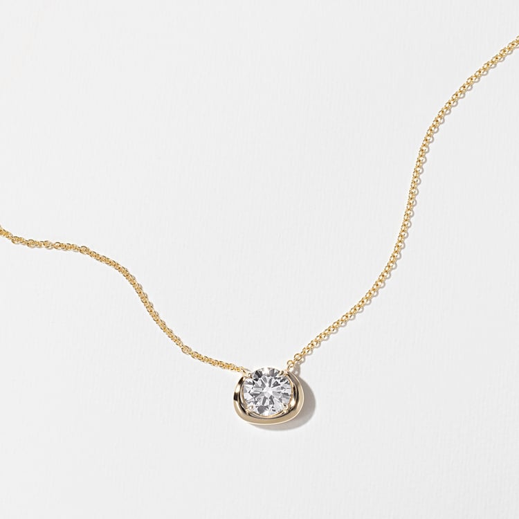 1.0 CT Pear Bezel Solitaire Lab Grown Diamond Necklace