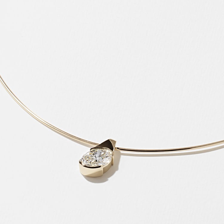 1.0 CT Pear Bezel Solitaire Lab Grown Diamond Necklace