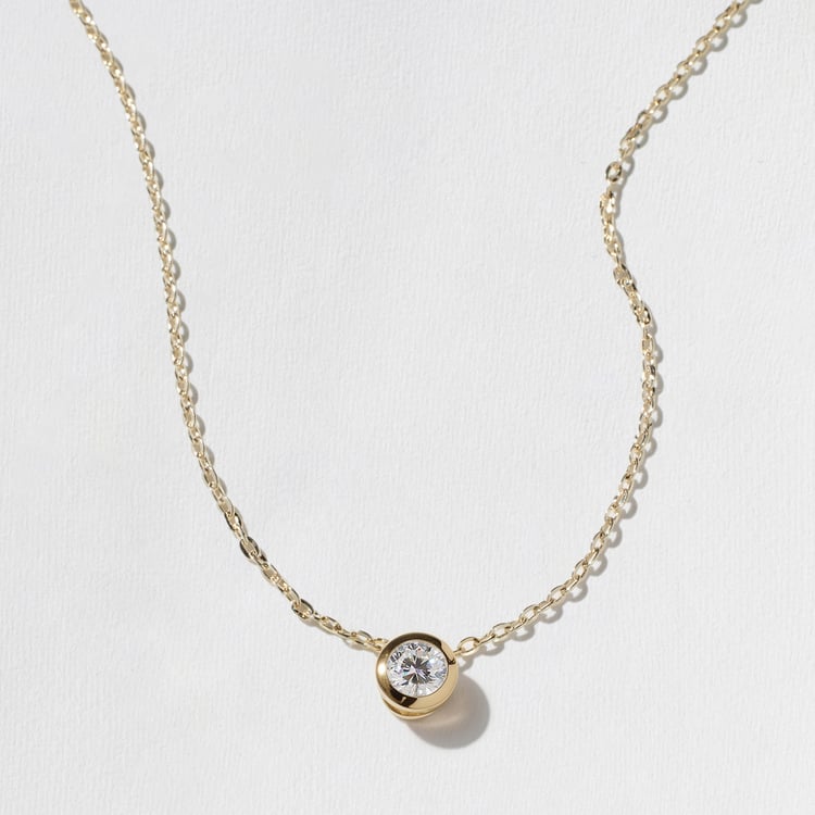 1.0 CT Pear Bezel Solitaire Lab Grown Diamond Necklace
