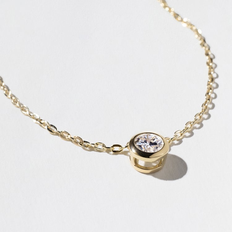 1.0 CT Pear Bezel Solitaire Lab Grown Diamond Necklace