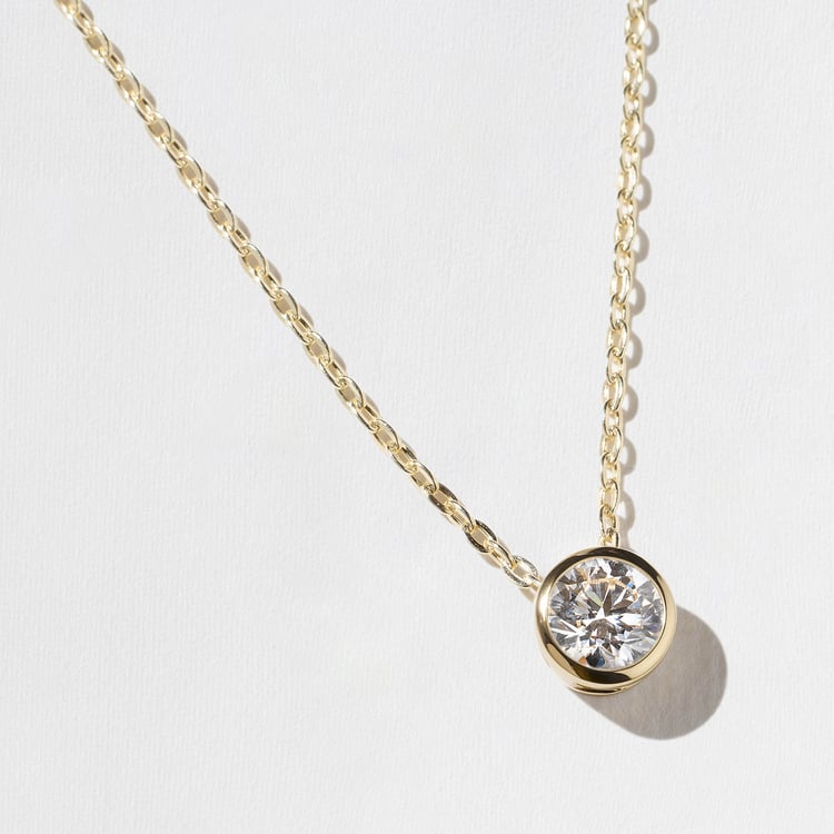 1.0 CT Pear Bezel Solitaire Lab Grown Diamond Necklace