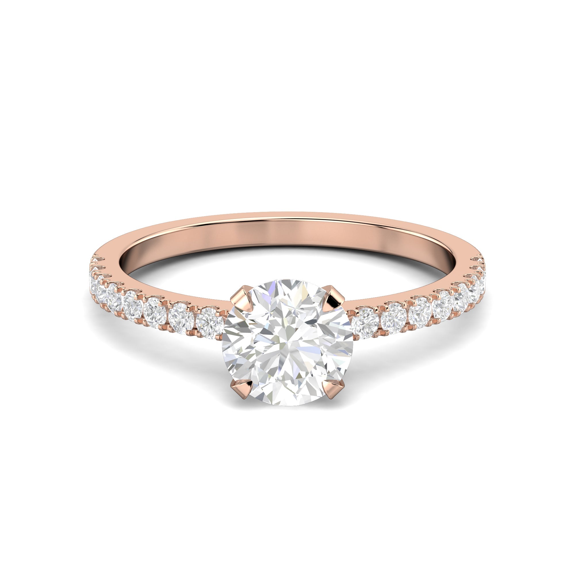 1.03 CT Round Cut Pave CVD F/VS1 Diamond Engagement Ring 14