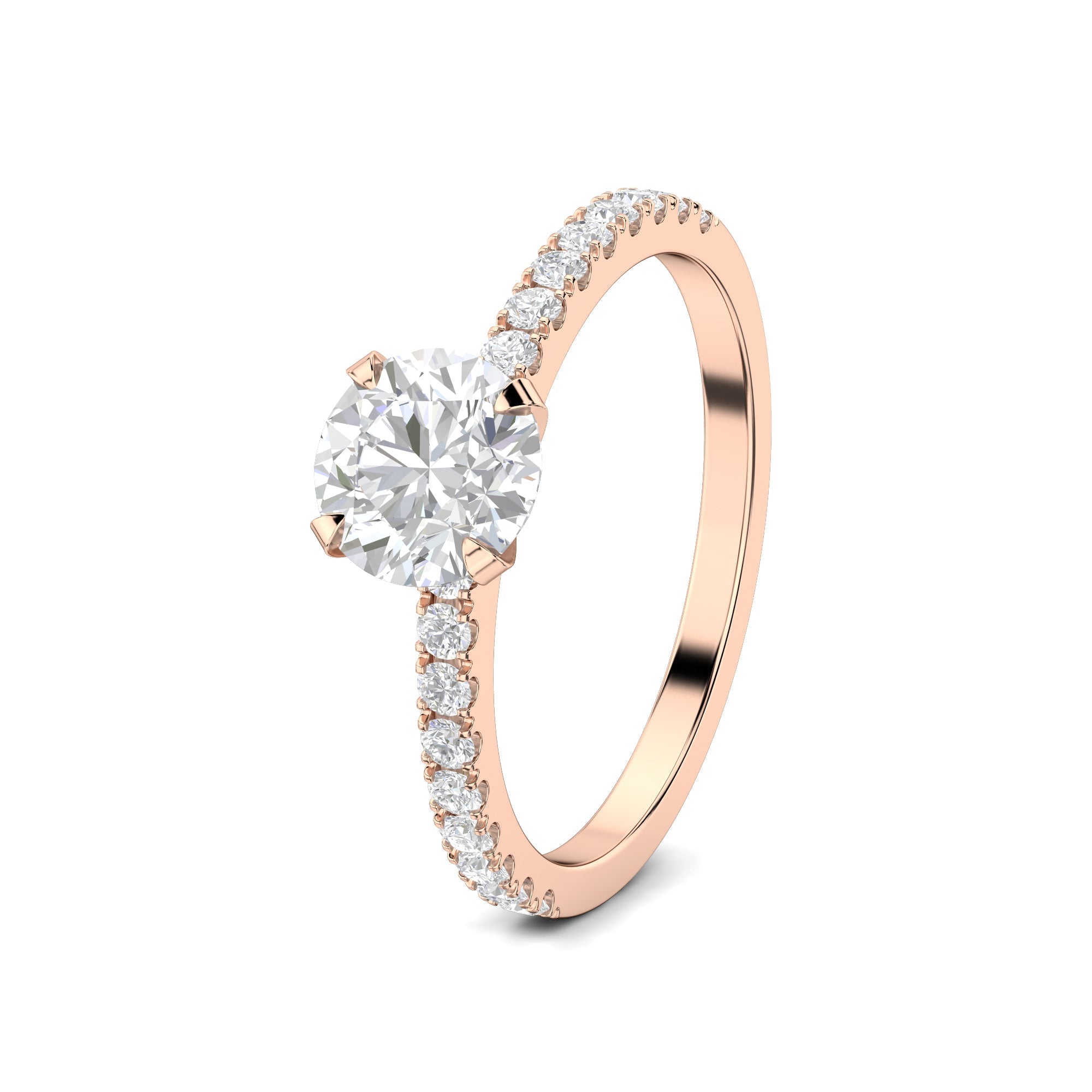 1.03 CT Round Cut Pave CVD F/VS1 Diamond Engagement Ring 16