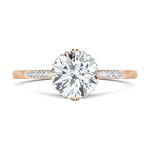 0.7 CT Round Cut Pave CVD F/VS1 Diamond Engagement Ring 14