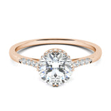 0.7 CT Round Cut Pave CVD F/VS1 Diamond Engagement Ring 13