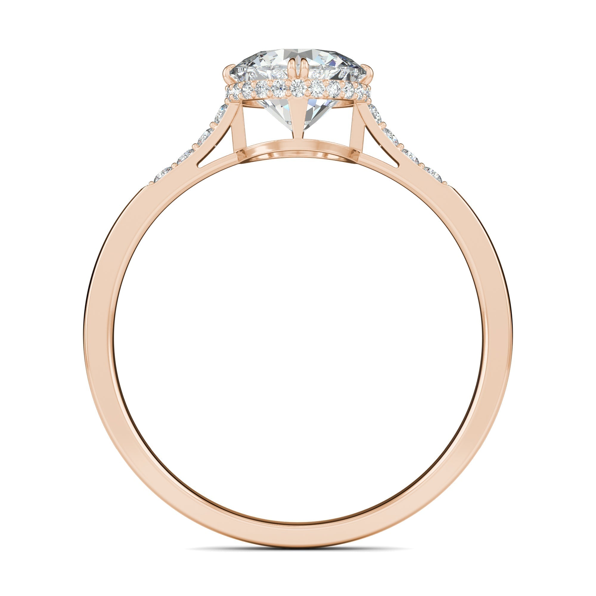 0.7 CT Round Cut Pave CVD F/VS1 Diamond Engagement Ring 17