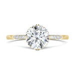 0.7 CT Round Cut Pave CVD F/VS1 Diamond Engagement Ring 7