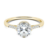 0.7 CT Round Cut Pave CVD F/VS1 Diamond Engagement Ring 8