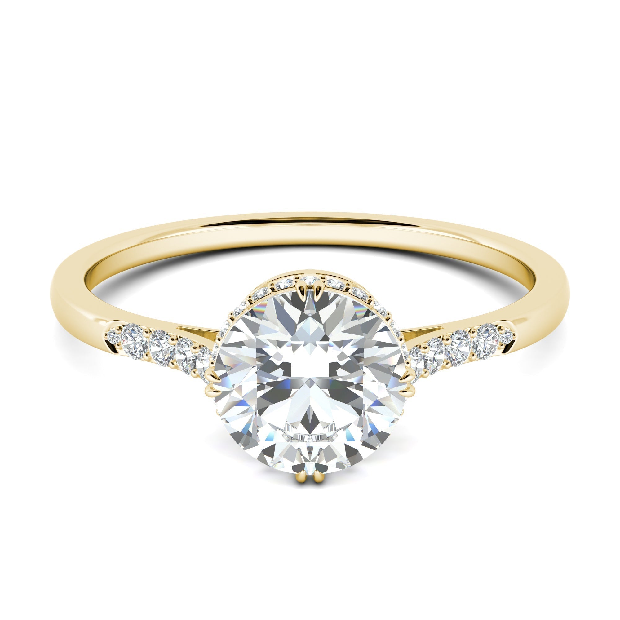 0.7 CT Round Cut Pave CVD F/VS1 Diamond Engagement Ring 8