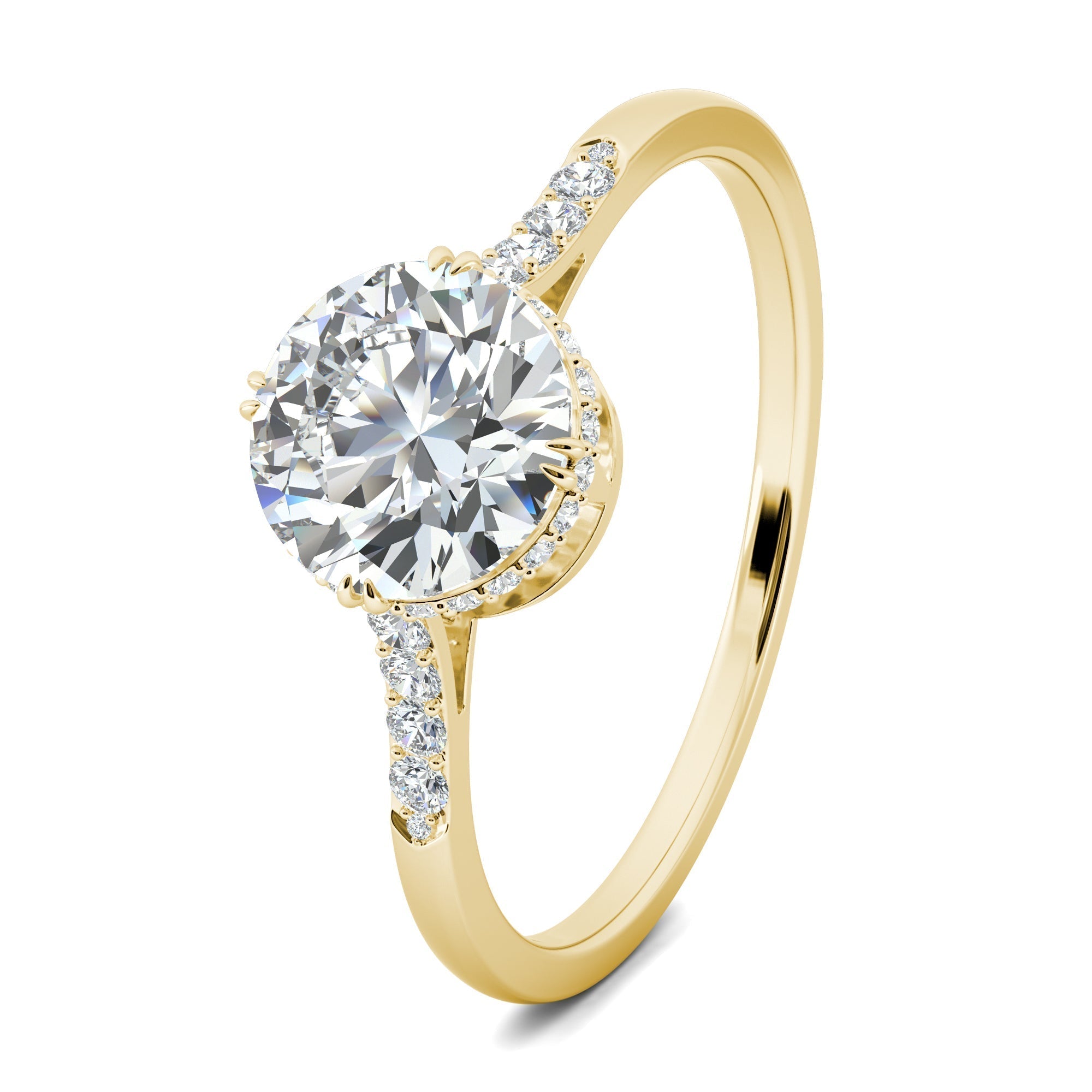 0.7 CT Round Cut Pave CVD F/VS1 Diamond Engagement Ring 10