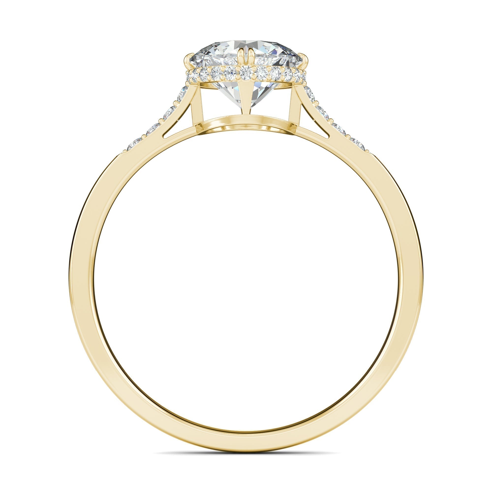 0.7 CT Round Cut Pave CVD F/VS1 Diamond Engagement Ring 11