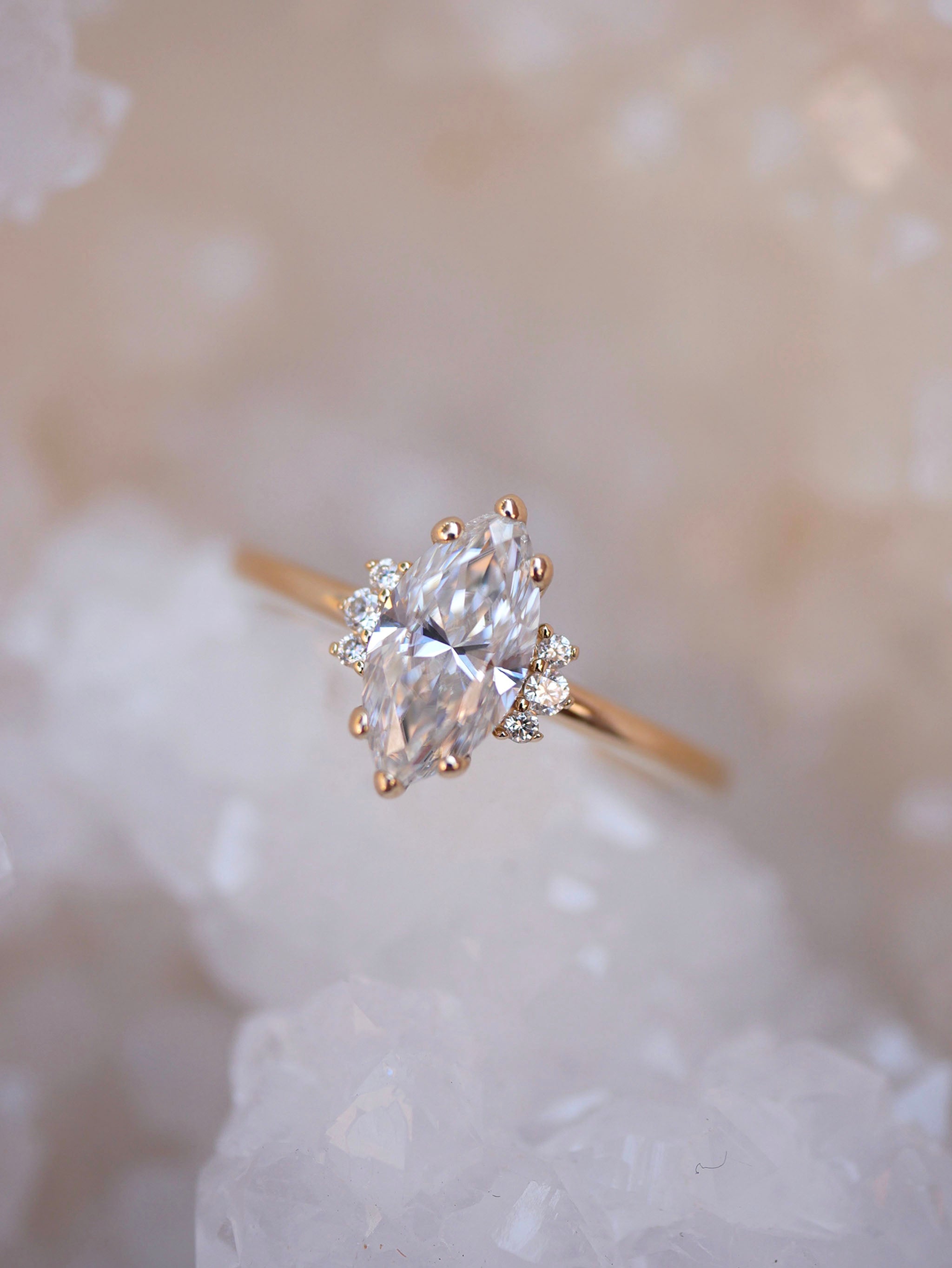 3 CT Elongated Cushion Five Stone Lab Grown Diamond Engagement Ring