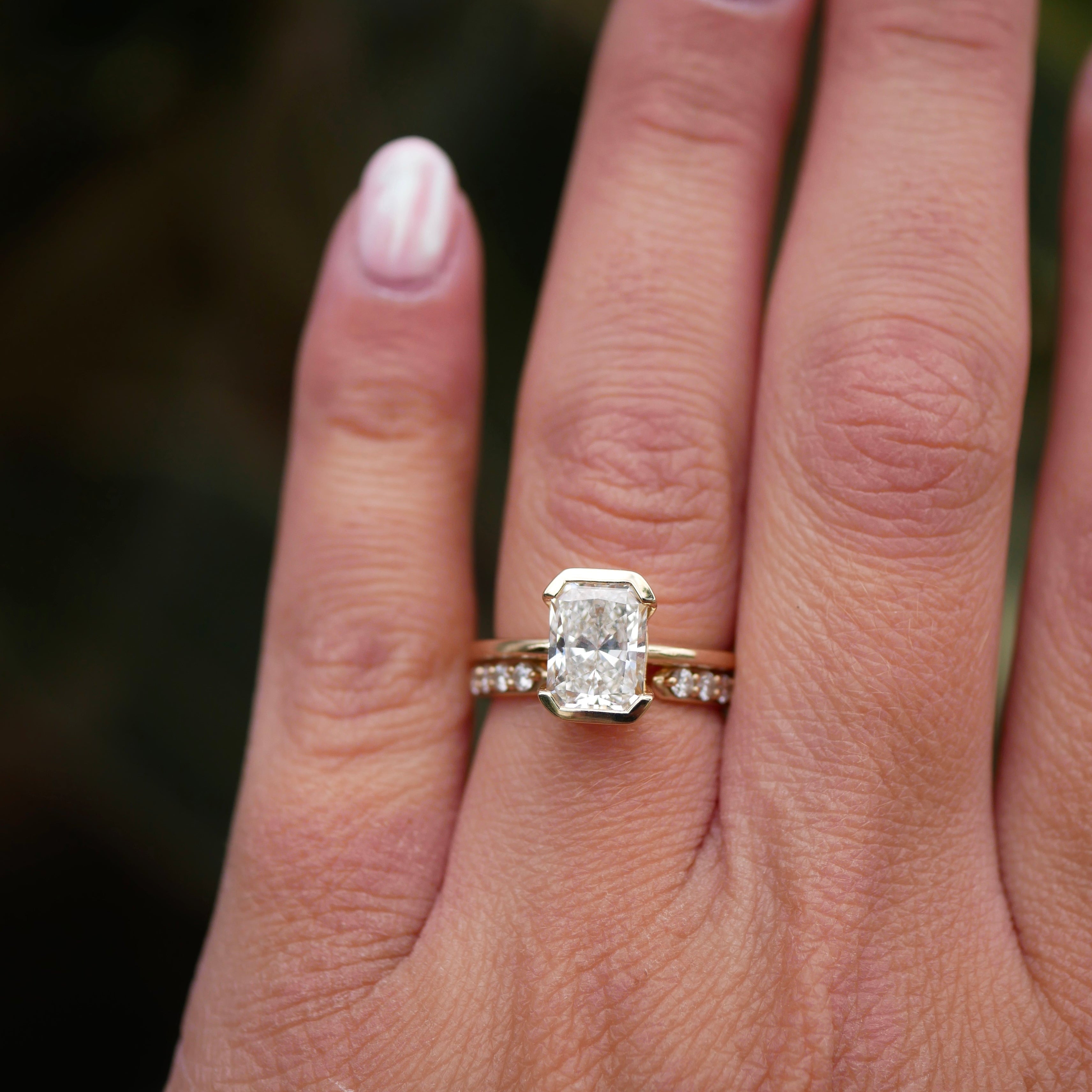3 CT Elongated Cushion Five Stone Lab Grown Diamond Engagement Ring