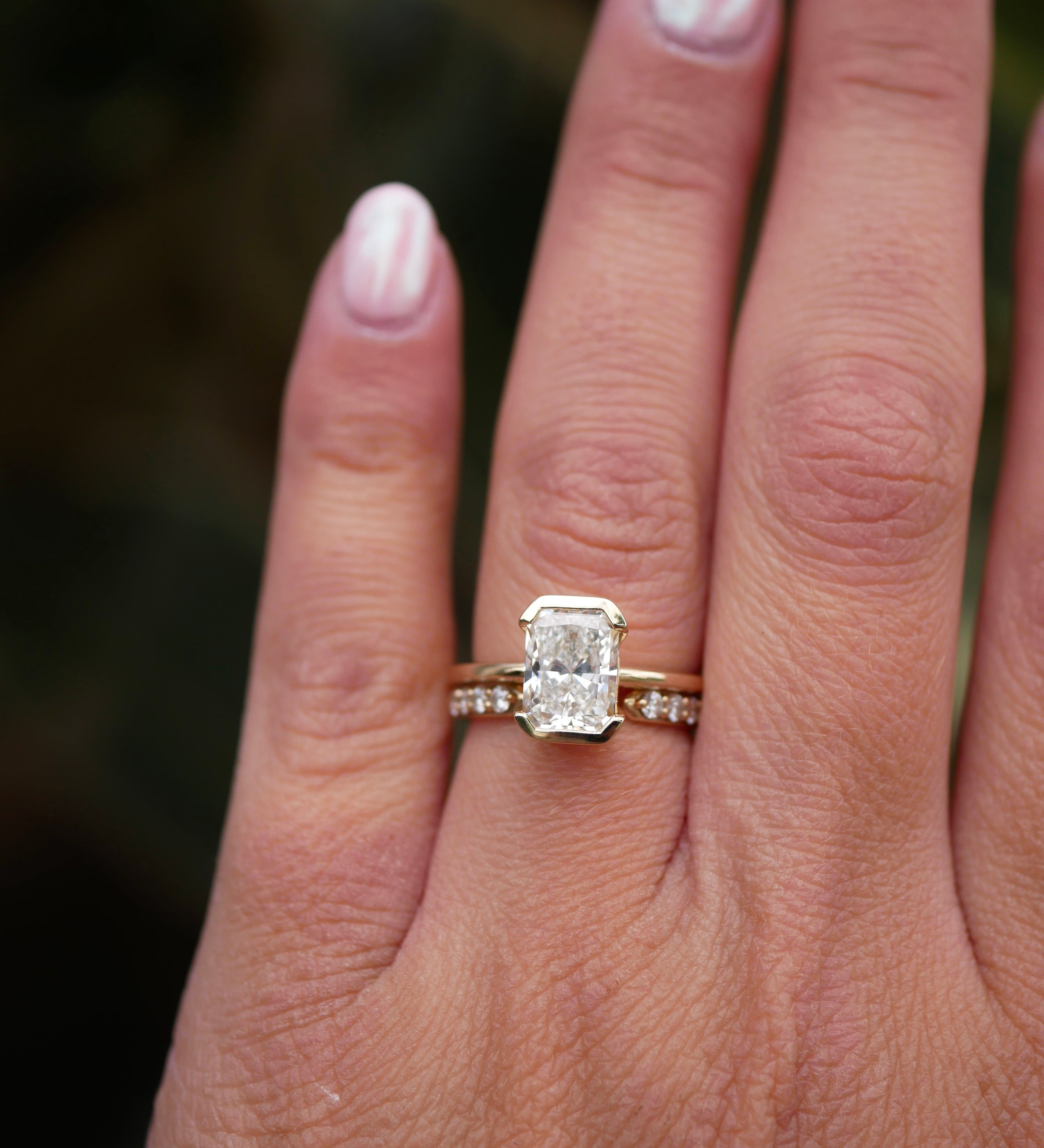 3 CT Elongated Cushion Five Stone Lab Grown Diamond Engagement Ring