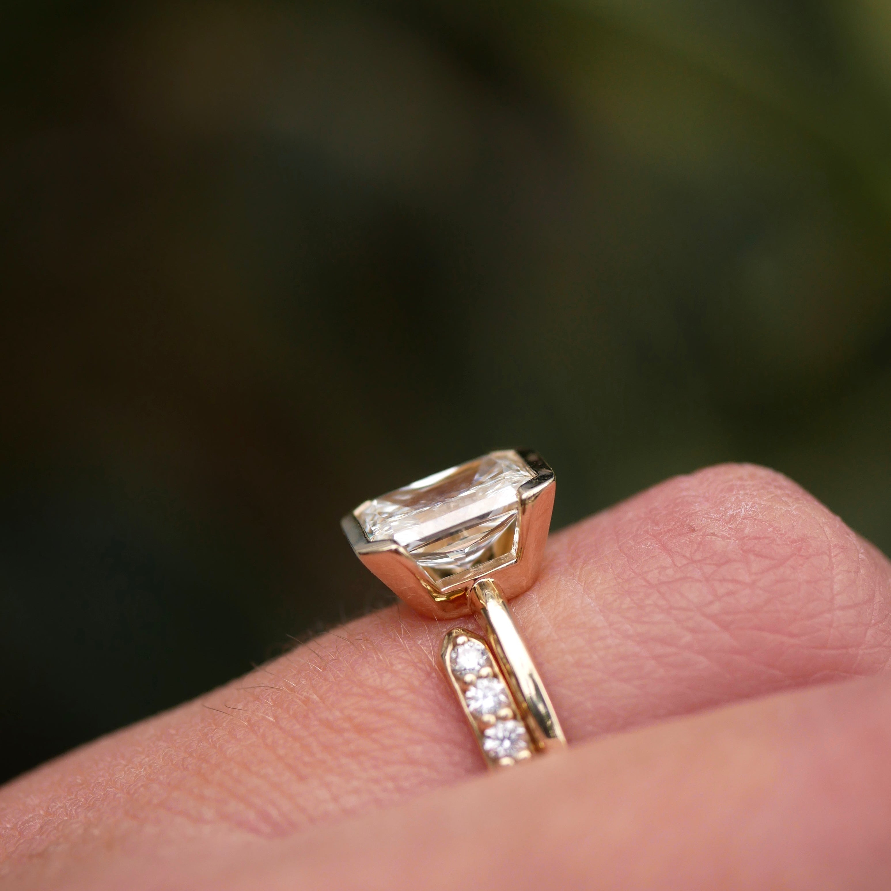 3 CT Elongated Cushion Five Stone Lab Grown Diamond Engagement Ring