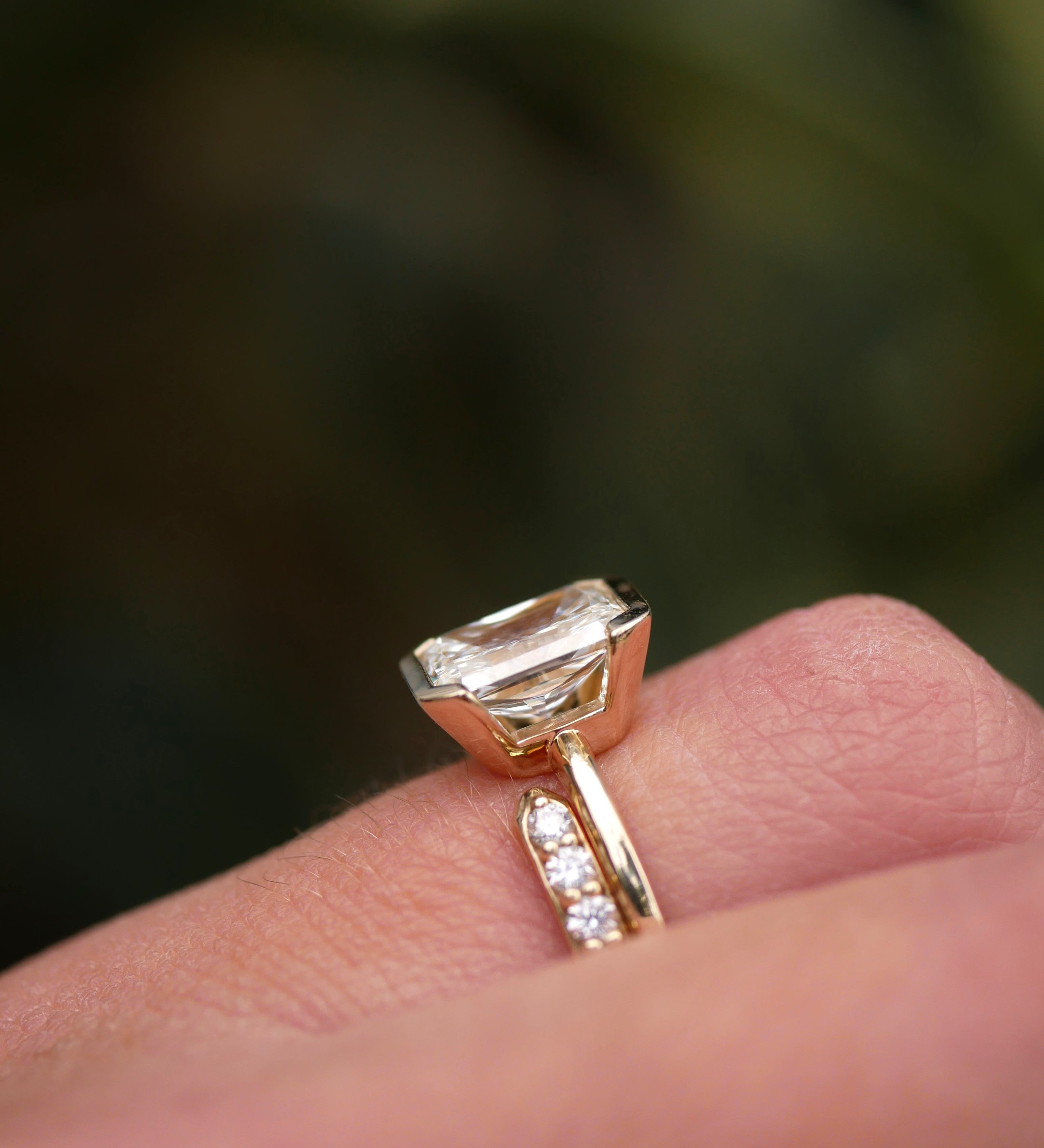 3 CT Elongated Cushion Five Stone Lab Grown Diamond Engagement Ring