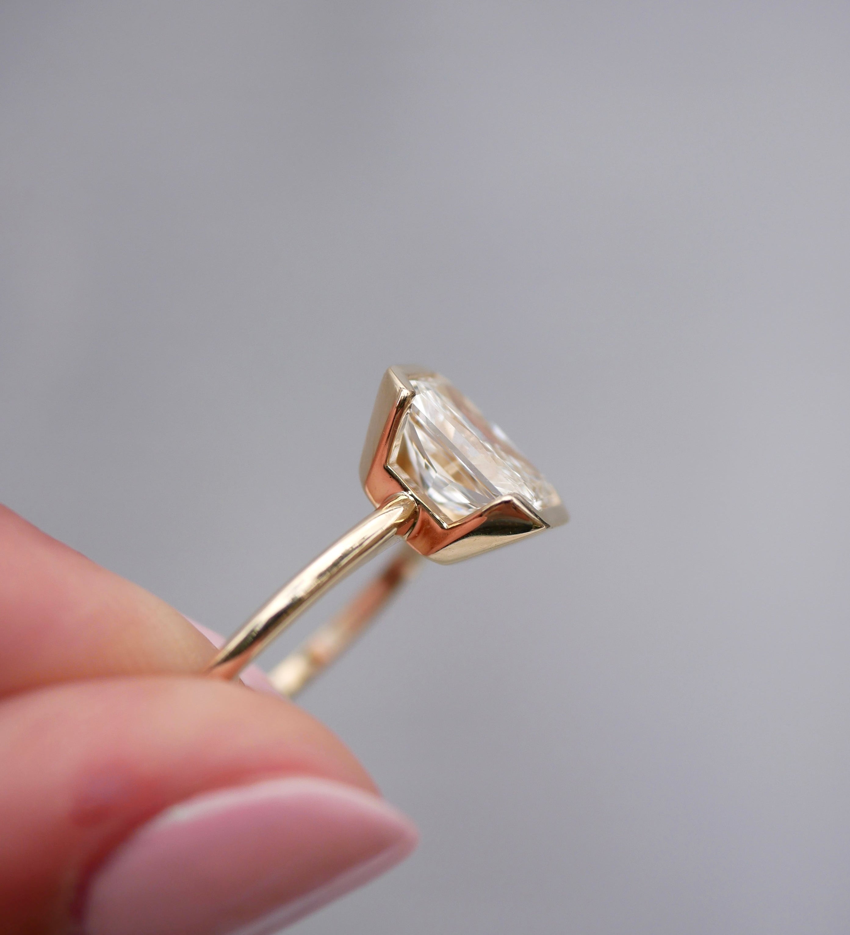 3 CT Elongated Cushion Five Stone Lab Grown Diamond Engagement Ring