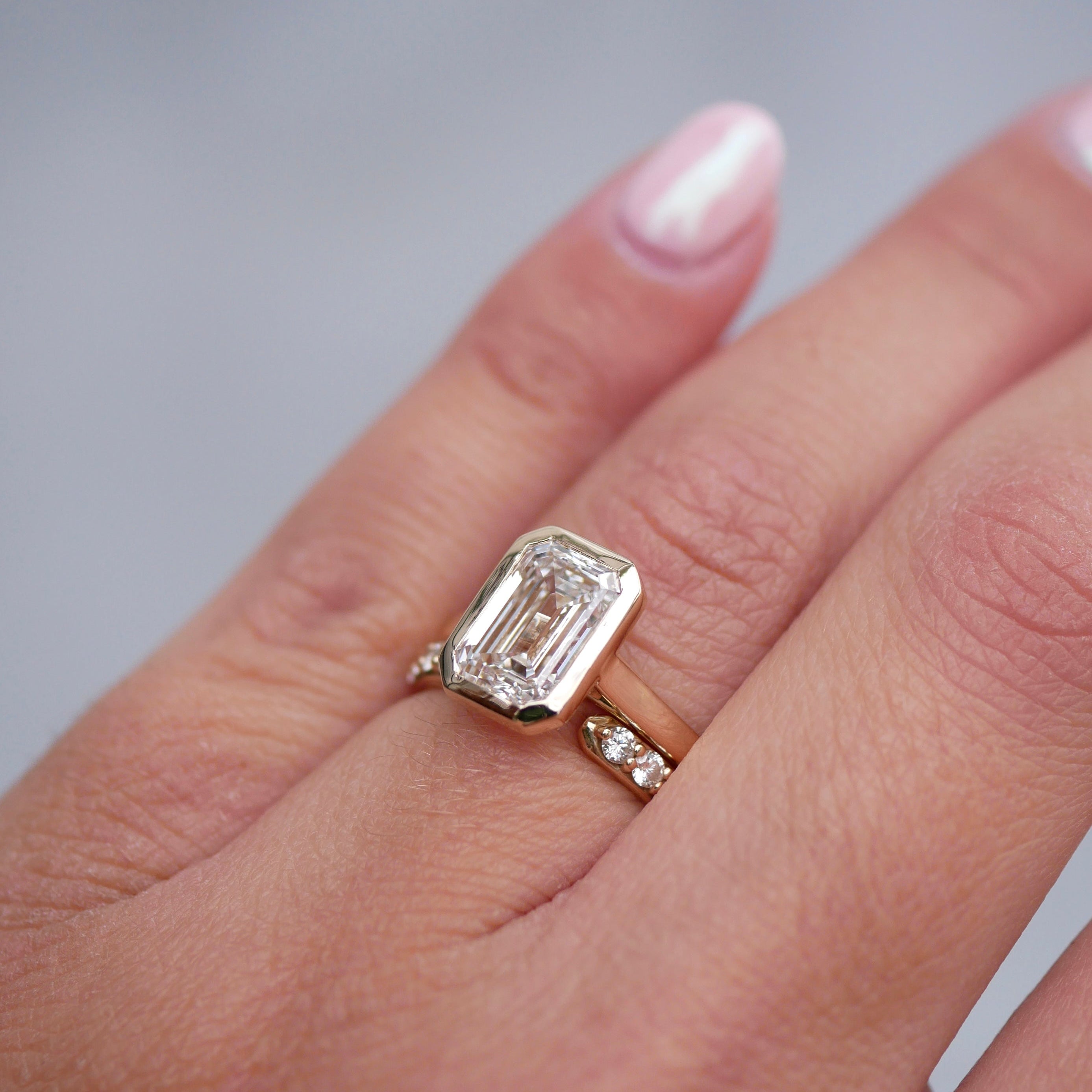 3 CT Elongated Cushion Five Stone Lab Grown Diamond Engagement Ring