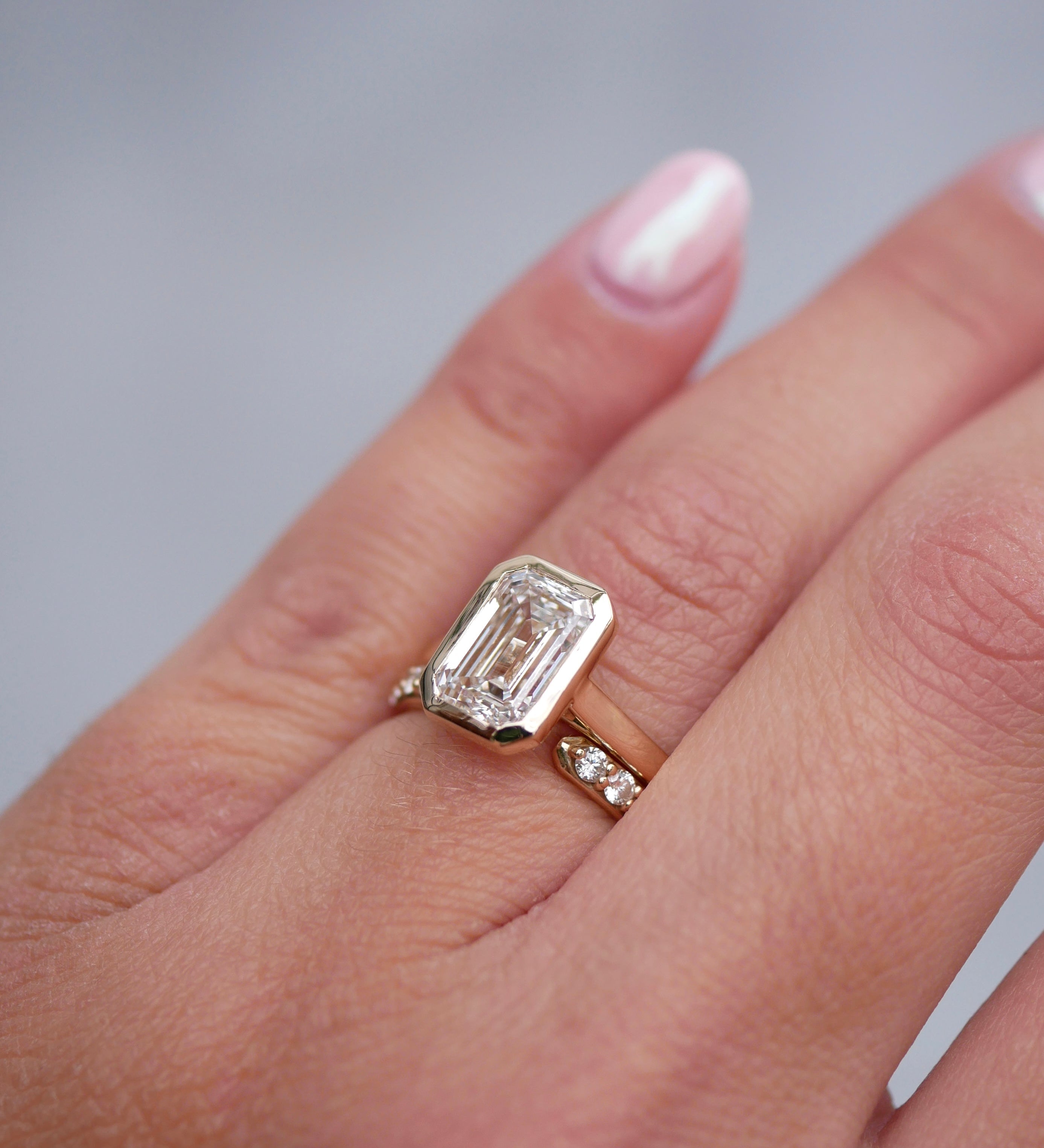 3 CT Elongated Cushion Five Stone Lab Grown Diamond Engagement Ring