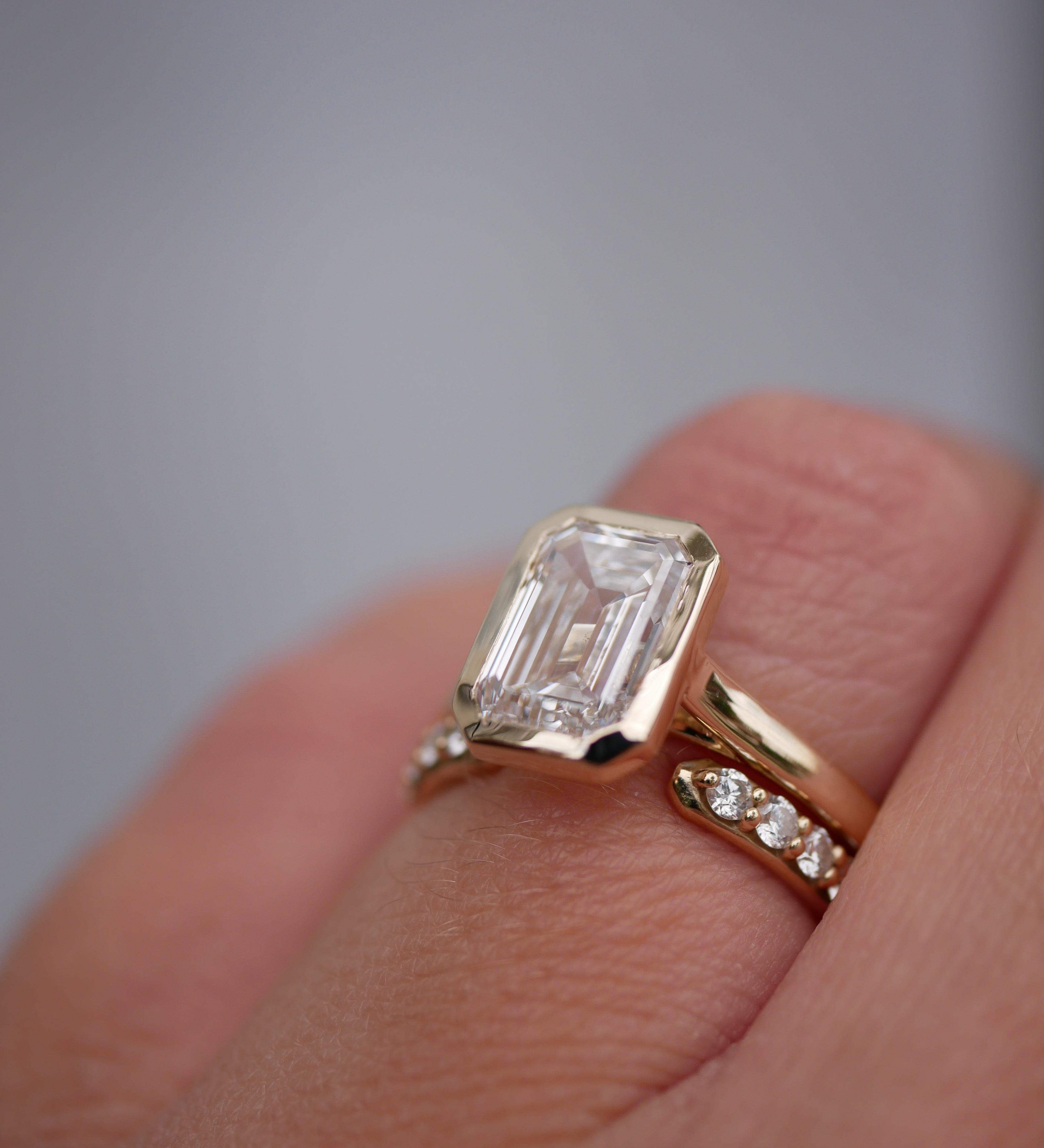 3 CT Elongated Cushion Five Stone Lab Grown Diamond Engagement Ring