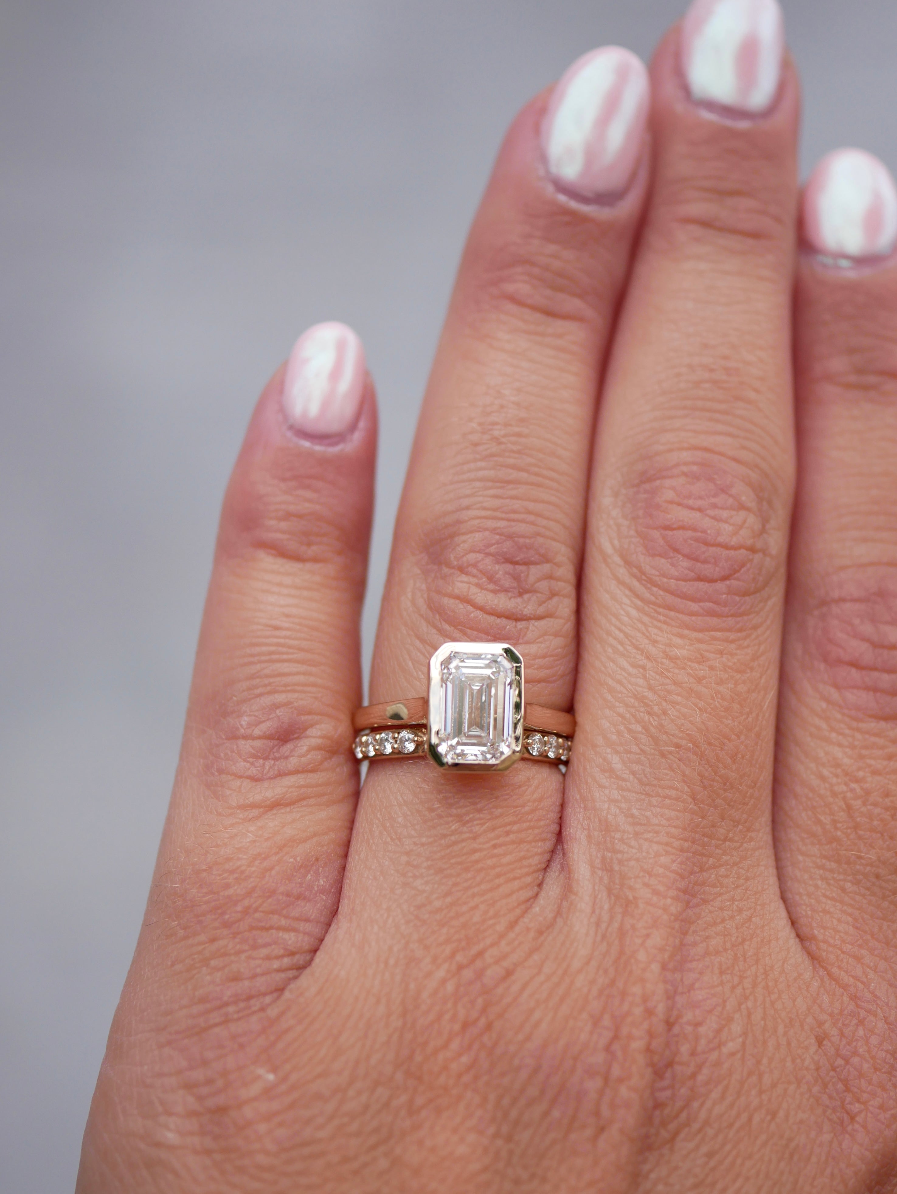 3 CT Elongated Cushion Five Stone Lab Grown Diamond Engagement Ring