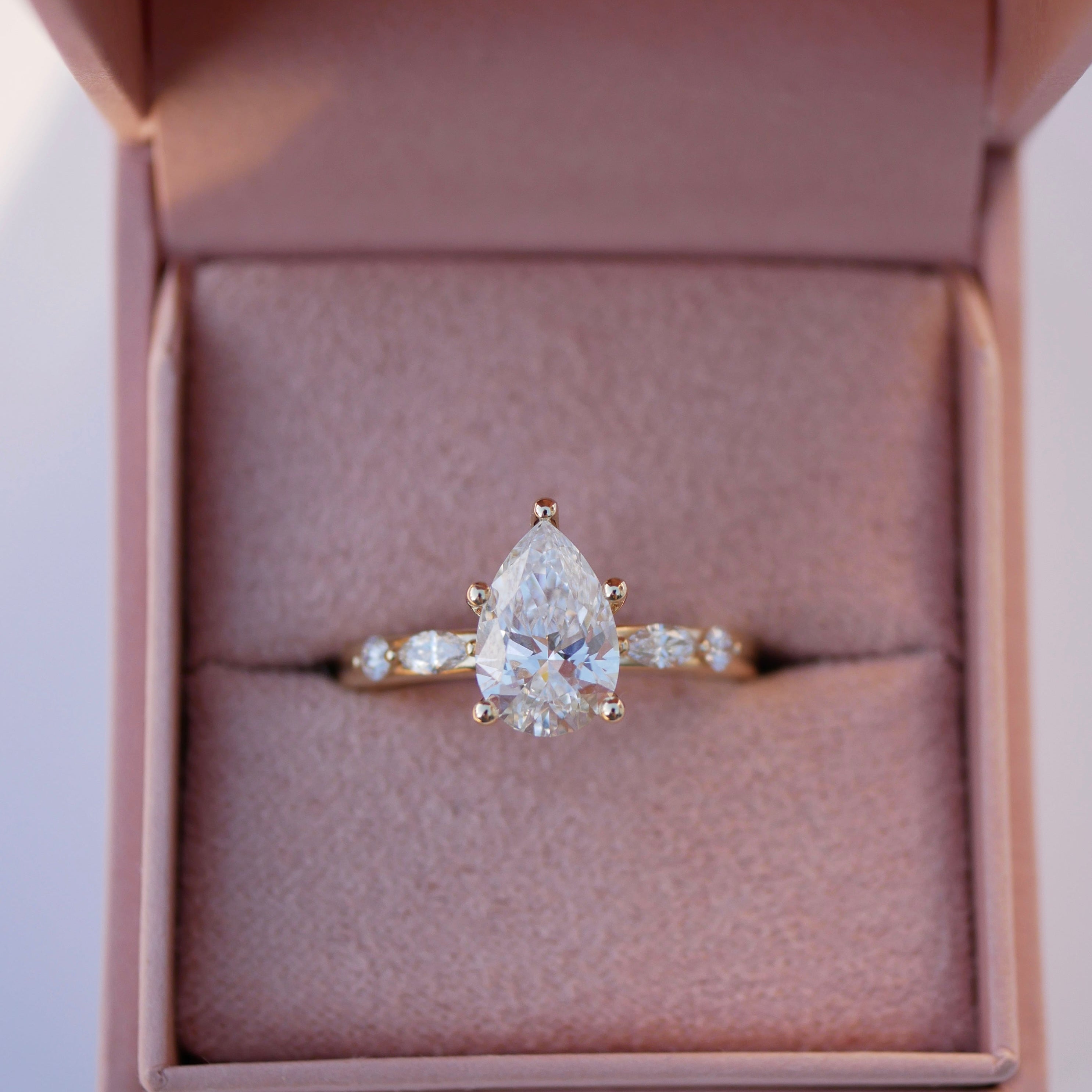 3 CT Elongated Cushion Five Stone Lab Grown Diamond Engagement Ring