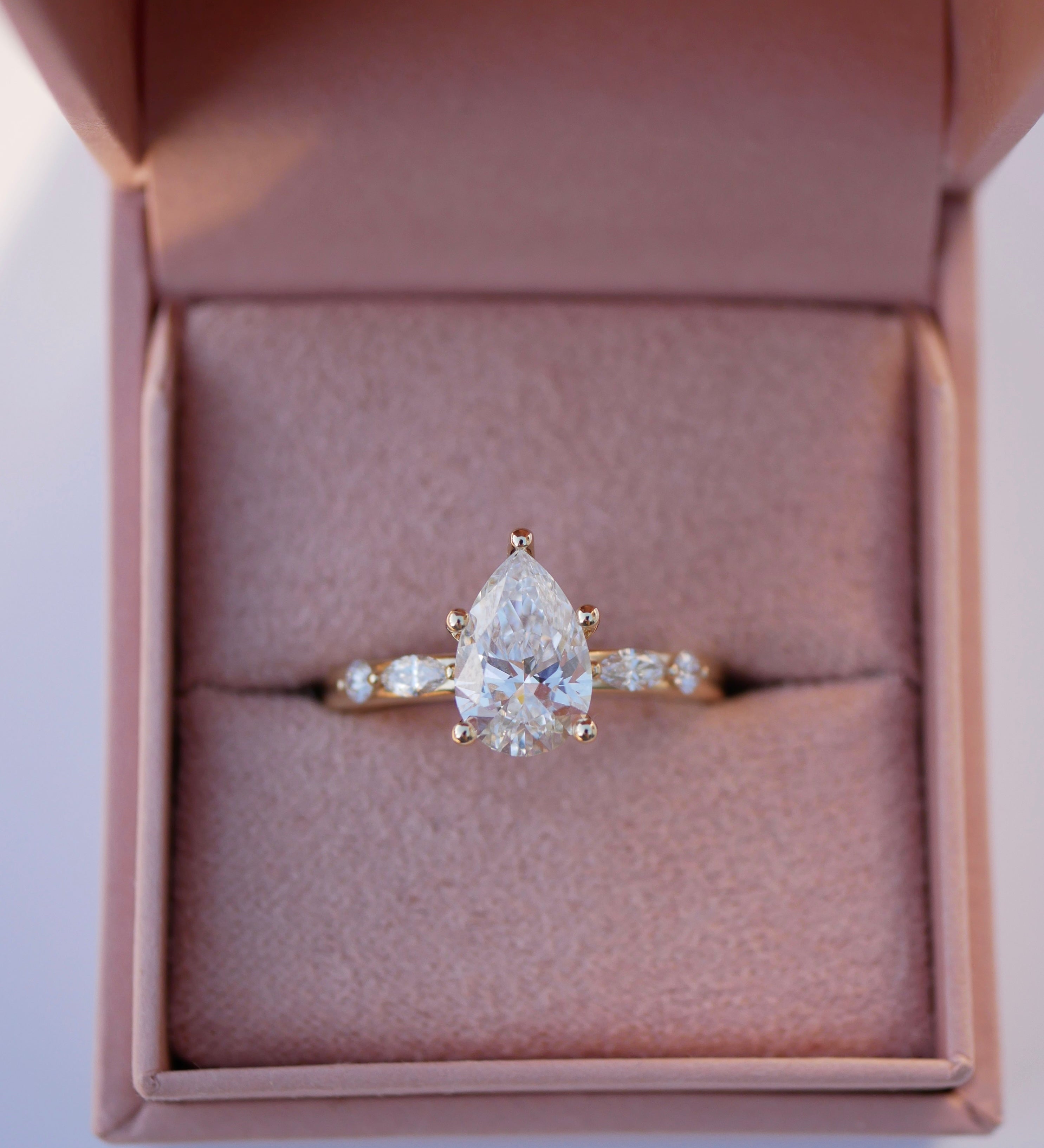 3 CT Elongated Cushion Five Stone Lab Grown Diamond Engagement Ring