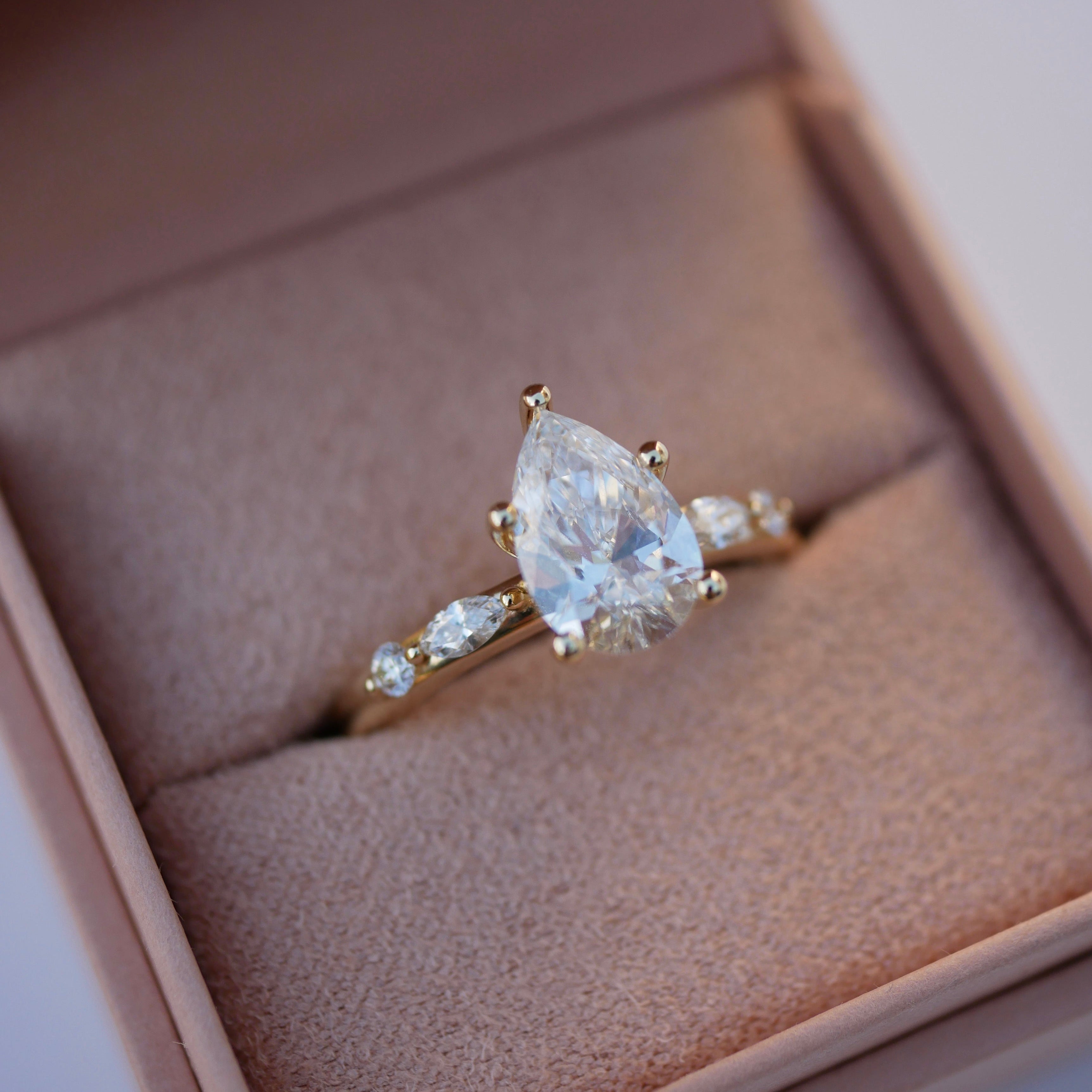 3 CT Elongated Cushion Five Stone Lab Grown Diamond Engagement Ring