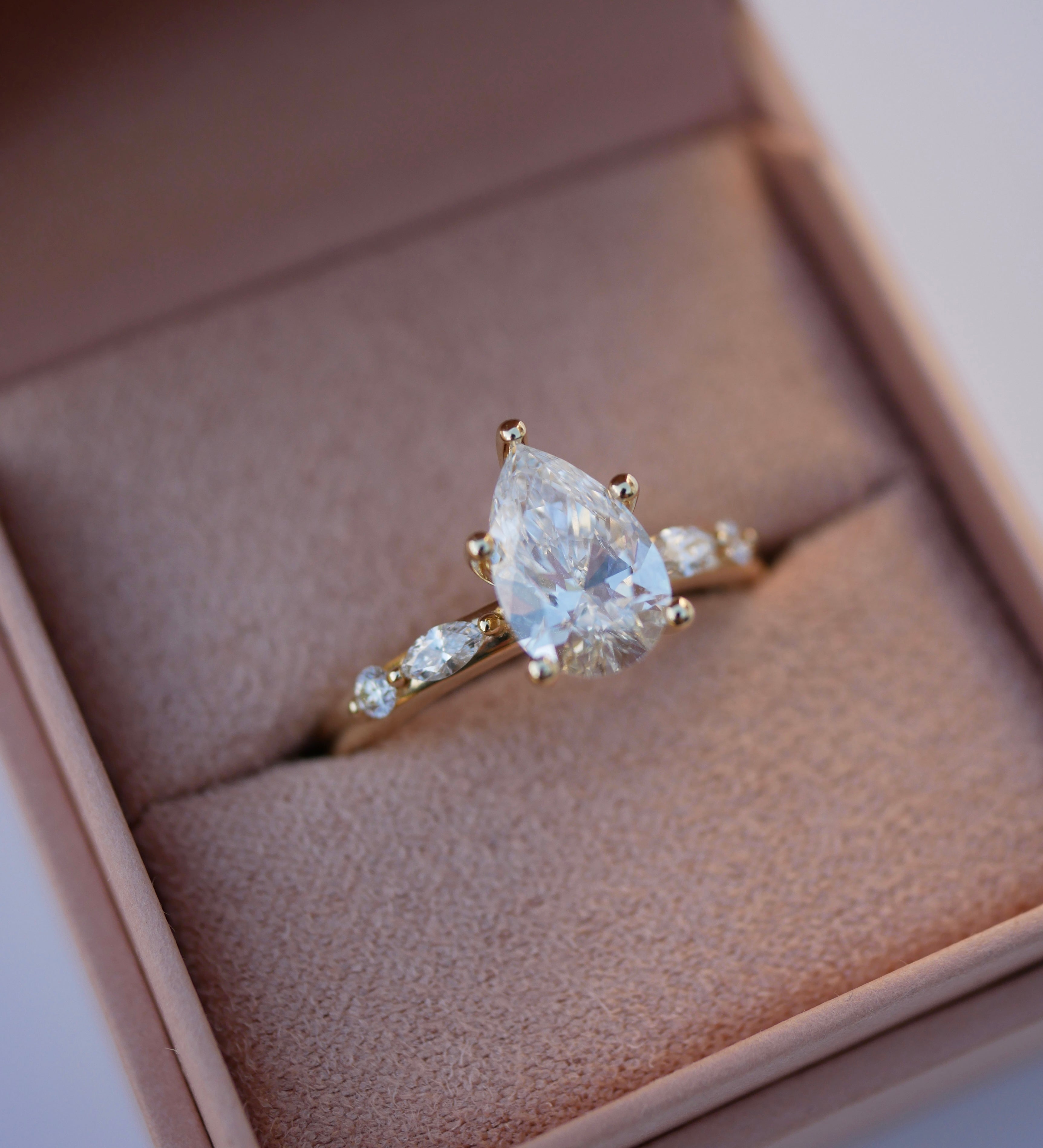 3 CT Elongated Cushion Five Stone Lab Grown Diamond Engagement Ring