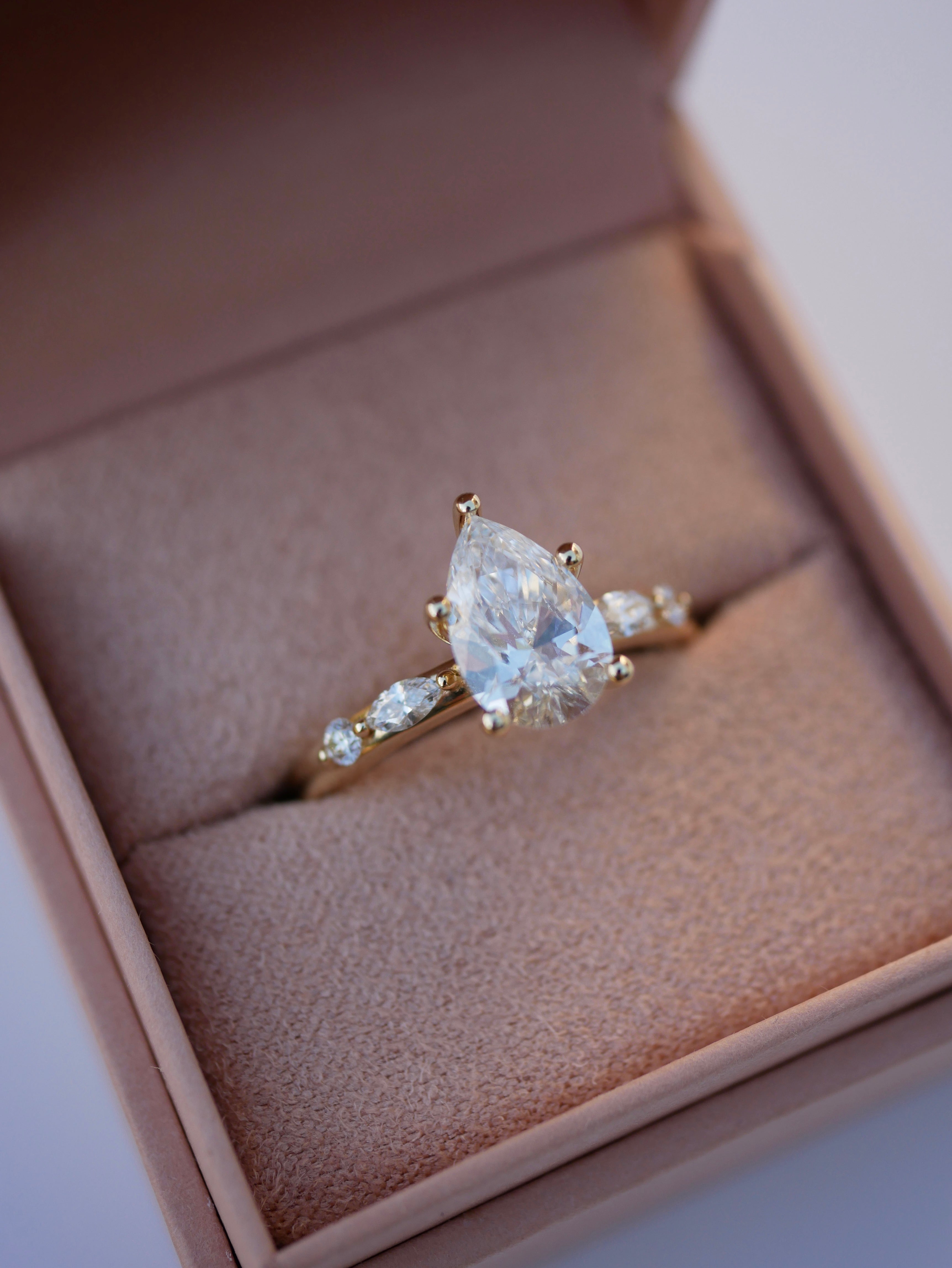 3 CT Elongated Cushion Five Stone Lab Grown Diamond Engagement Ring