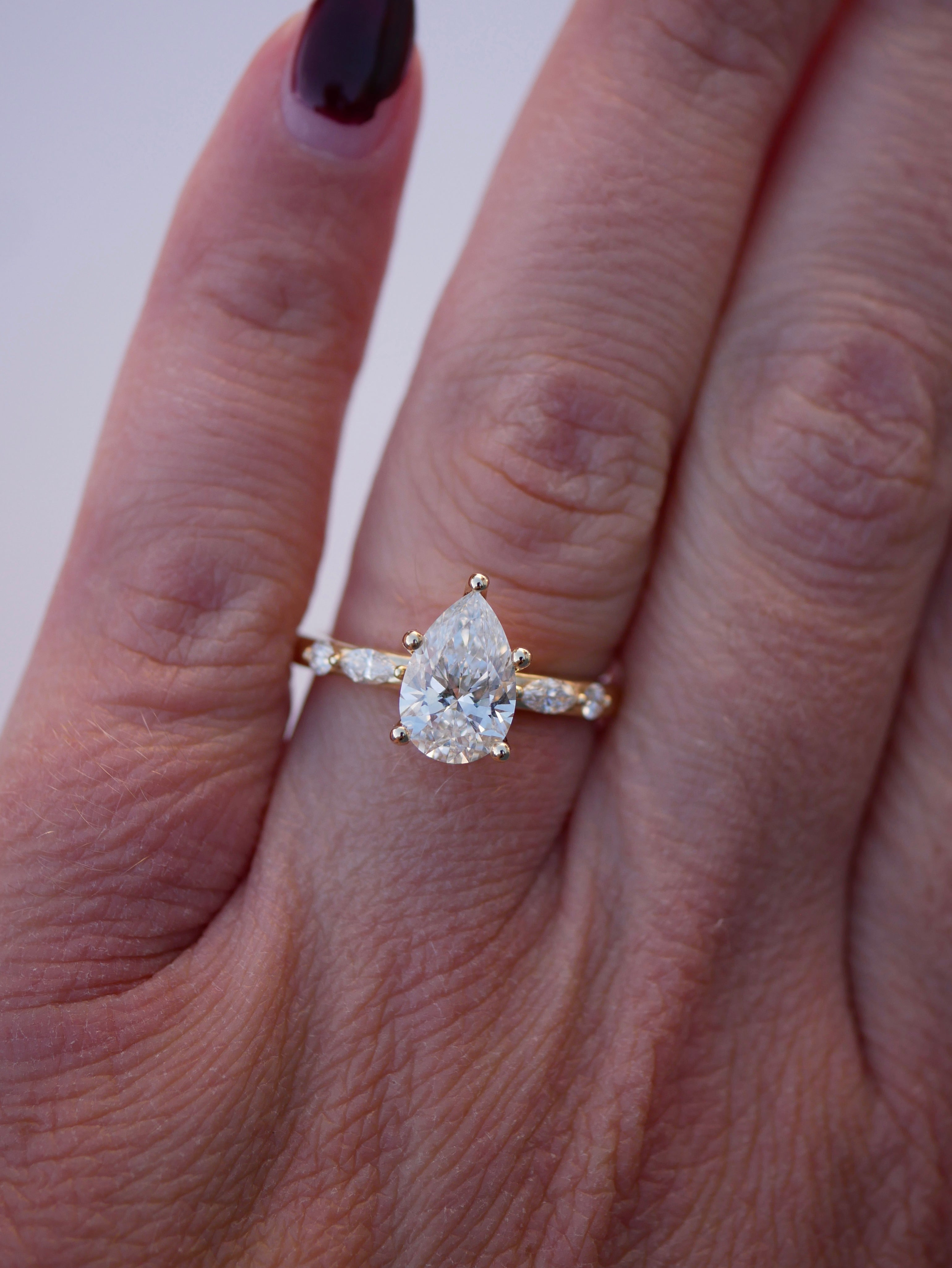 3 CT Elongated Cushion Five Stone Lab Grown Diamond Engagement Ring